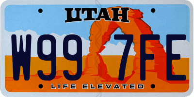 UT license plate W997FE