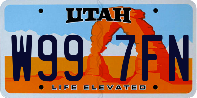 UT license plate W997FN