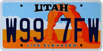 UT license plate W997FW