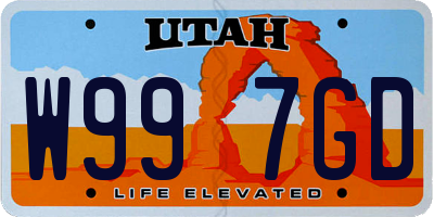 UT license plate W997GD