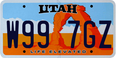 UT license plate W997GZ