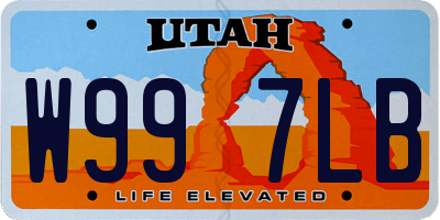 UT license plate W997LB
