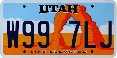 UT license plate W997LJ