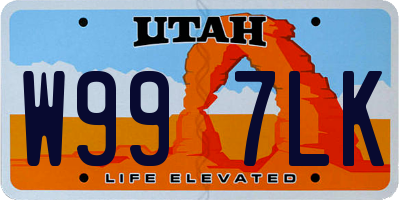 UT license plate W997LK
