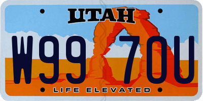 UT license plate W997OU