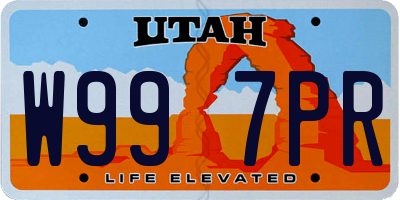 UT license plate W997PR