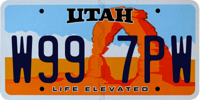 UT license plate W997PW