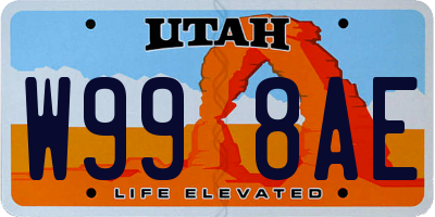 UT license plate W998AE