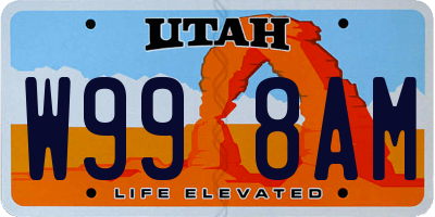 UT license plate W998AM
