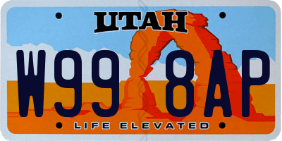 UT license plate W998AP