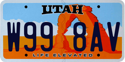UT license plate W998AV