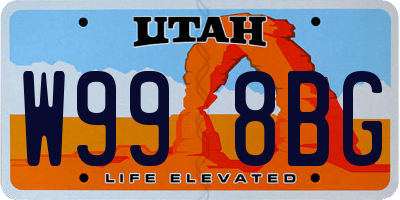 UT license plate W998BG