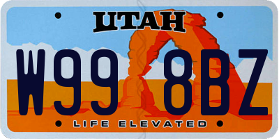 UT license plate W998BZ