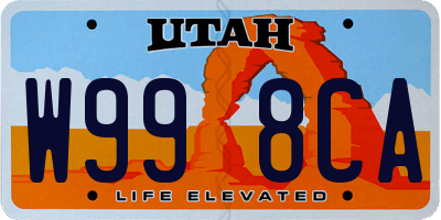 UT license plate W998CA