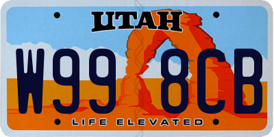 UT license plate W998CB