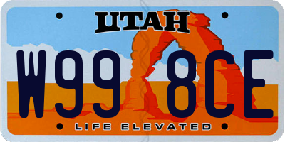 UT license plate W998CE