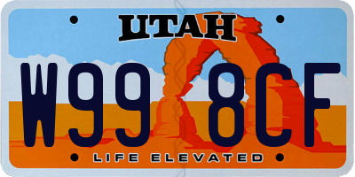 UT license plate W998CF