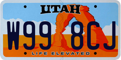 UT license plate W998CJ