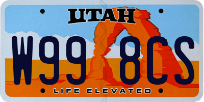 UT license plate W998CS