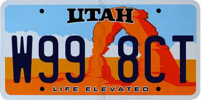 UT license plate W998CT