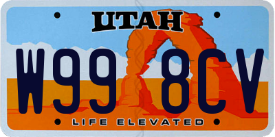 UT license plate W998CV