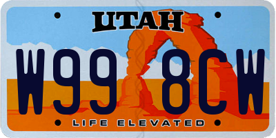 UT license plate W998CW