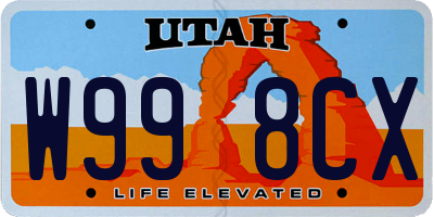 UT license plate W998CX
