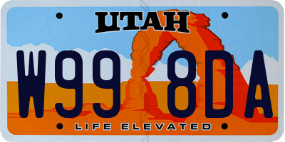 UT license plate W998DA