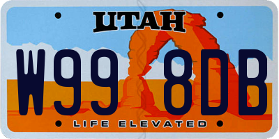 UT license plate W998DB