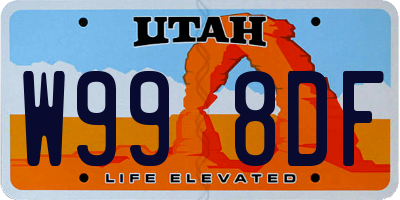 UT license plate W998DF
