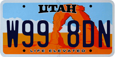 UT license plate W998DN
