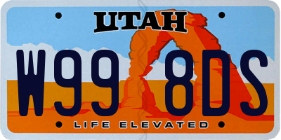 UT license plate W998DS