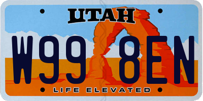 UT license plate W998EN
