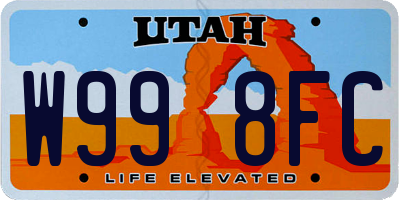 UT license plate W998FC