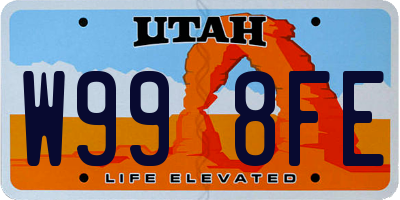 UT license plate W998FE