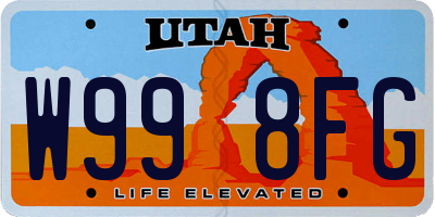 UT license plate W998FG