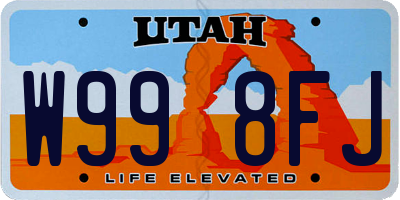 UT license plate W998FJ