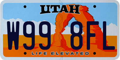 UT license plate W998FL