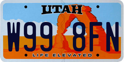 UT license plate W998FN