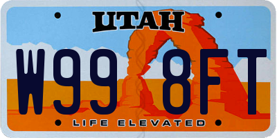 UT license plate W998FT