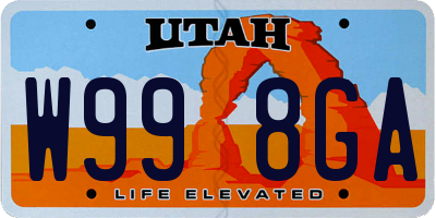 UT license plate W998GA