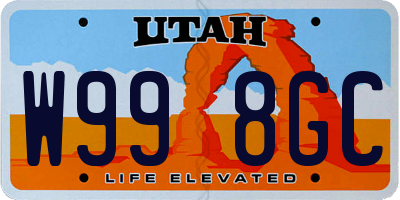 UT license plate W998GC