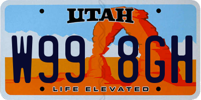 UT license plate W998GH
