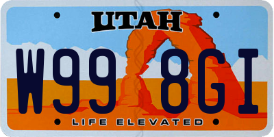 UT license plate W998GI
