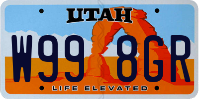 UT license plate W998GR