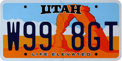 UT license plate W998GT
