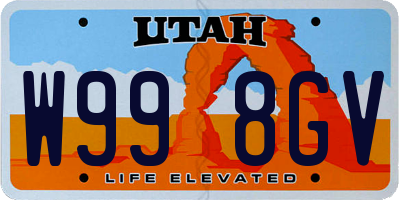 UT license plate W998GV