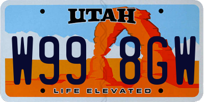 UT license plate W998GW