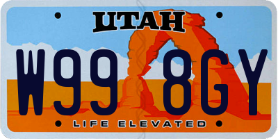 UT license plate W998GY