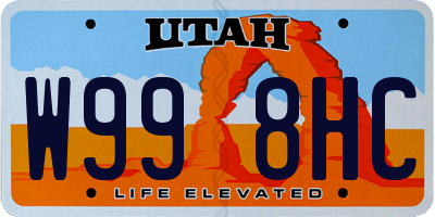 UT license plate W998HC